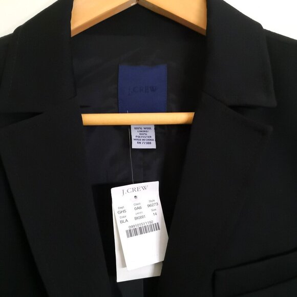 NWT J. Crew 100% Wool Original Schoolboy Blazer Black Capsule Wardrobe Size 14 - Picture 3 of 5